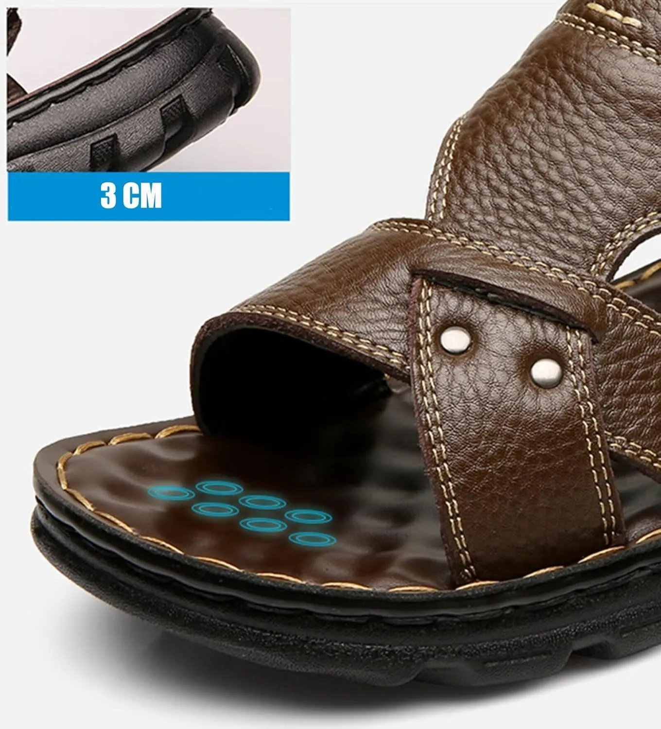 Outdoor Beach Sandals Leather Slippers for Men Walking Sandals Waterproof Breathale Non Slip Hiking Fisherman Sandals