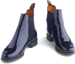 Ovation Women's Equestrian Leather Classic Style Ankle Low Heel Slip on Finalist Elastic Side Patent Jod Boots