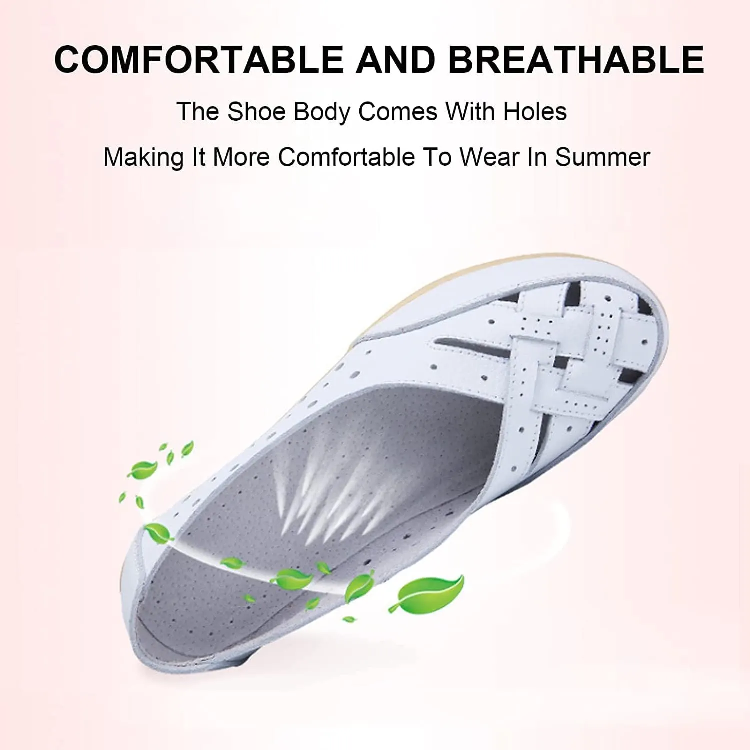 Owlkay Shoes for Women, Owlkay New Casual Women Shoes, Women's Cowhide Leather Shoes Loafers Flats Sandals Slip-On Cutout
