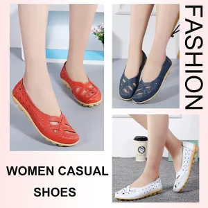 Owlkay Shoes for Women, Owlkay New Casual Women Shoes, Women's Cowhide Leather Shoes Loafers Flats Sandals Slip-On Cutout