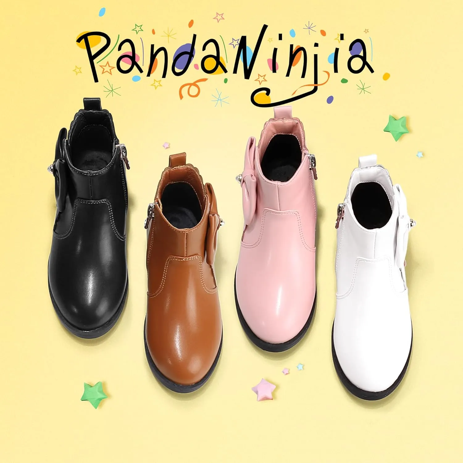 PANDANINJIA Toddler/Little Kid Girl's Clara Fashion Short Ankle Boots Pearls Bow Dress Booties with Zipper