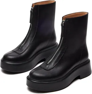 Platform Ankle Boots for Women Comfortable Chelsea Block Heel Booties with Zipper Casual Dressy Combat Mini Snow Boots