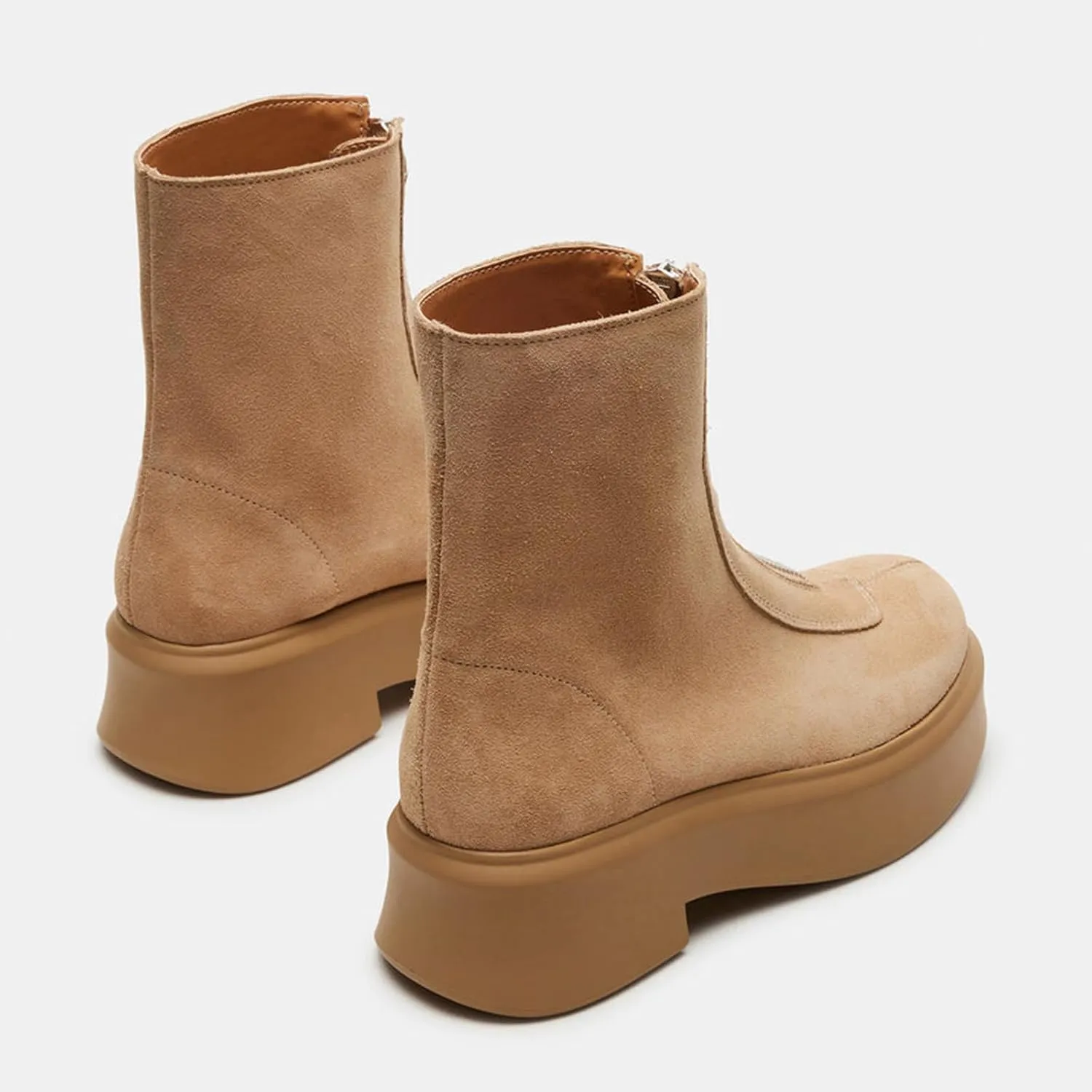 Platform Ankle Boots for Women Comfortable Chelsea Block Heel Booties with Zipper Casual Dressy Combat Mini Snow Boots