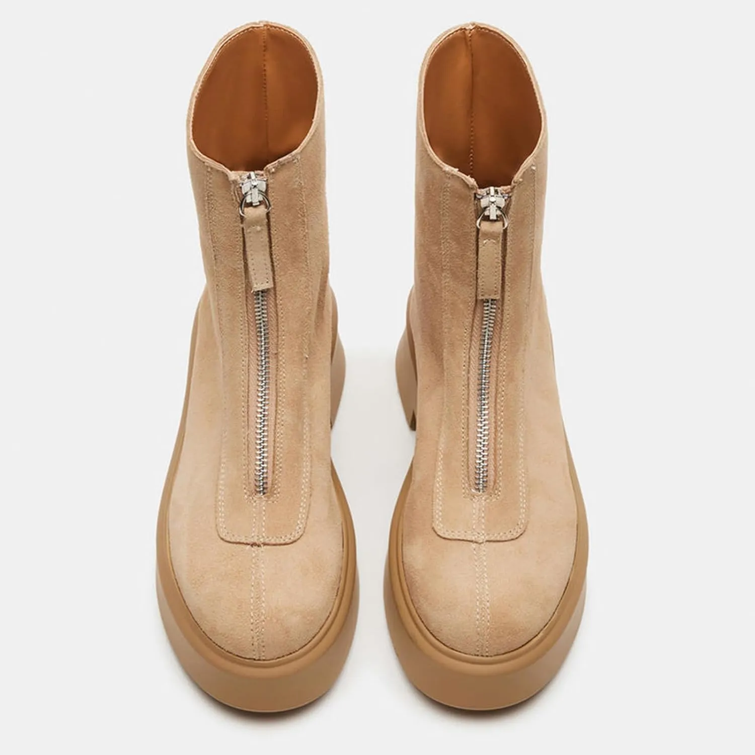 Platform Ankle Boots for Women Comfortable Chelsea Block Heel Booties with Zipper Casual Dressy Combat Mini Snow Boots