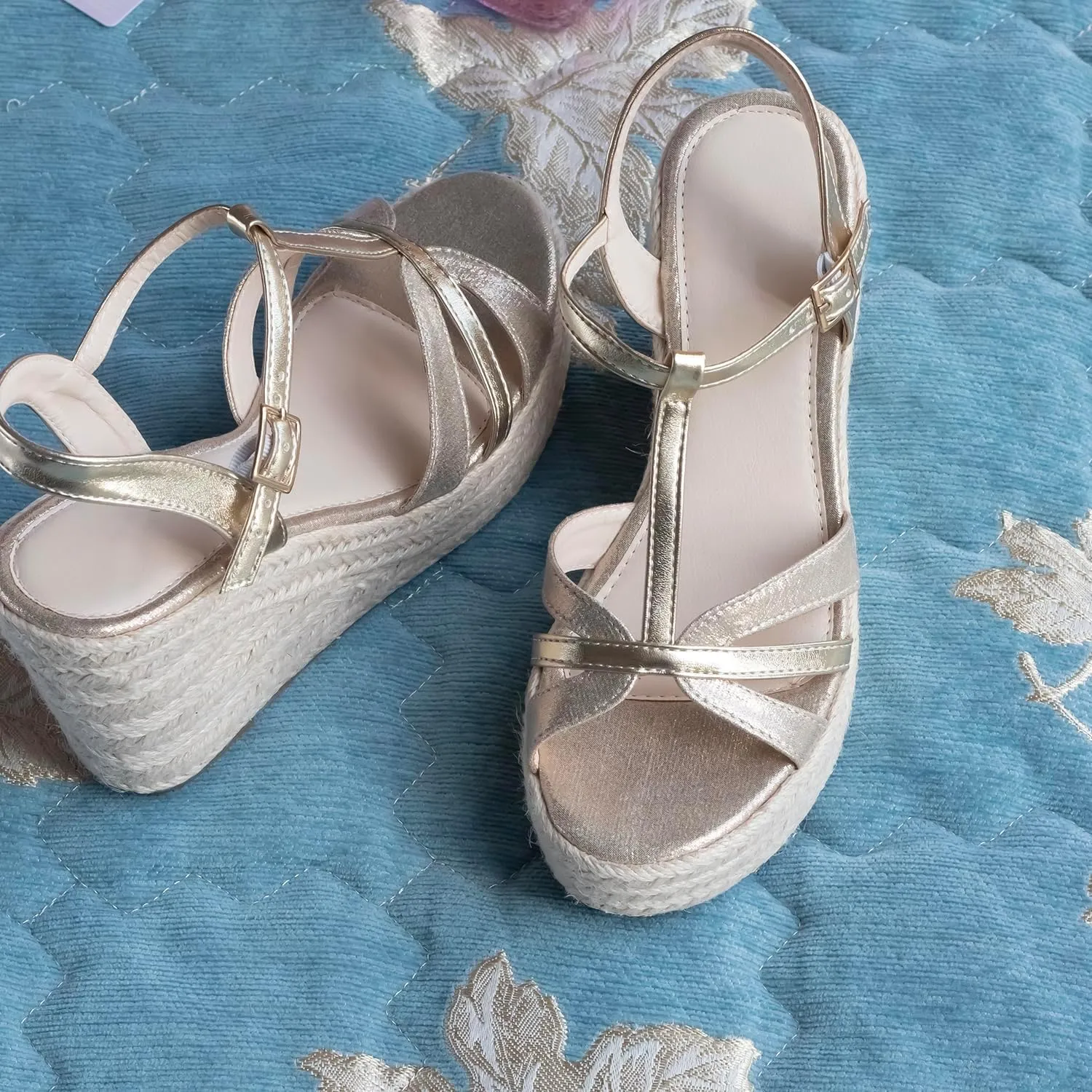 Platform High Heels Medium Width Comfortable Wedge Sandals for Women Dressy Espadrilles Wedding Summer
