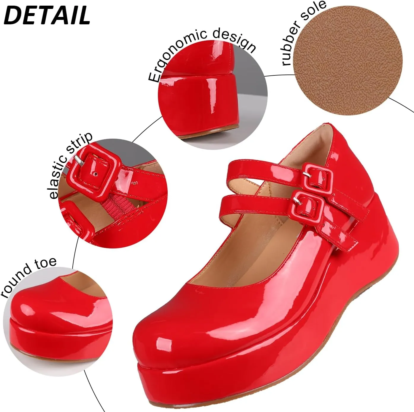 Platform Mary Jane Shoes Women Girls,Ankle Strap Round Toe Goth Chunky Uniform Dress Pumps Shoes Oxfords