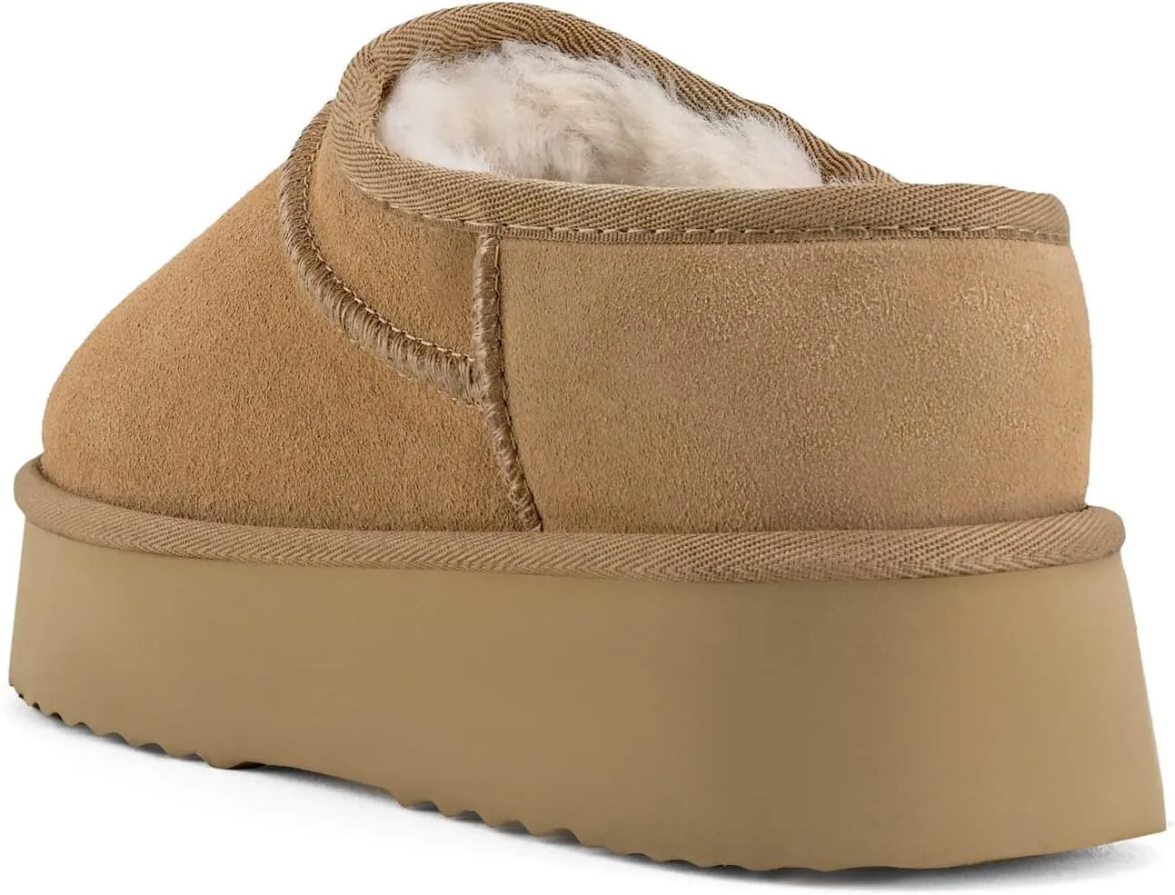 Platform Slippers for Women Genuine Suede Ankle Snow Boots Indoor Outdoor Winter Fur Slip On Mules