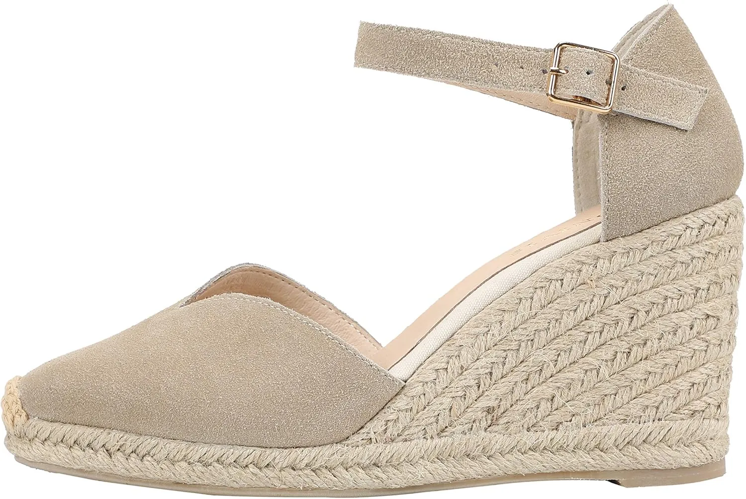 Platform Wedges Sandals for Women, 3" Wedge, Ankle-Strap, Cap Toe, Summer Espadrilles Heel Shoes