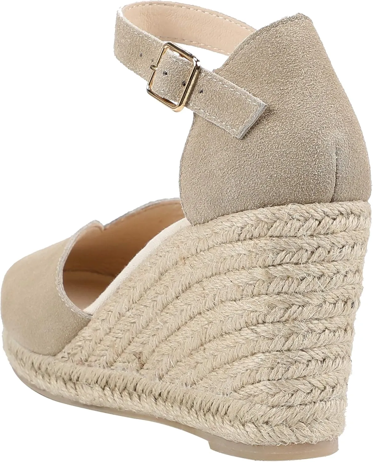 Platform Wedges Sandals for Women, 3" Wedge, Ankle-Strap, Cap Toe, Summer Espadrilles Heel Shoes