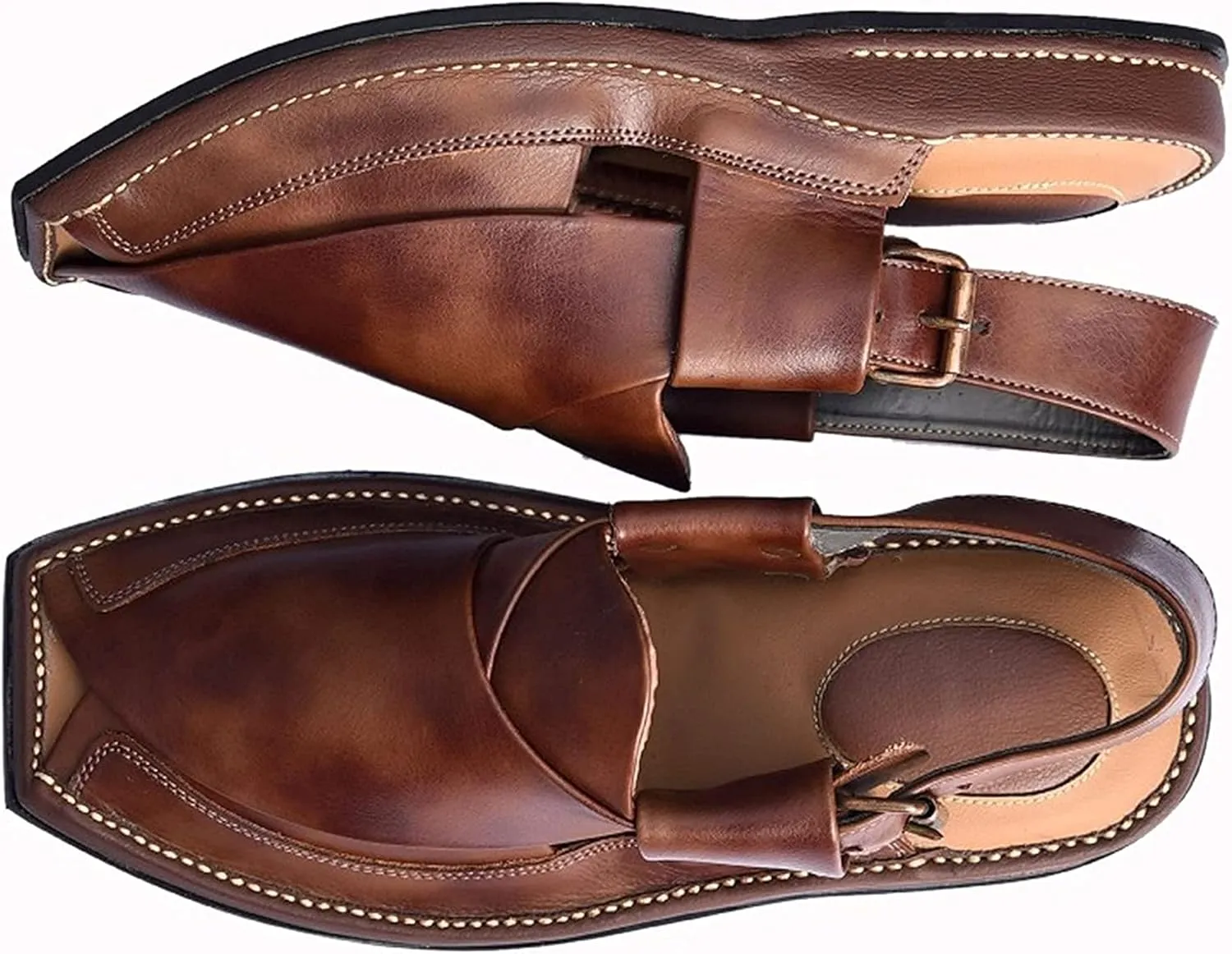 Premium Men's Black Genuine Cowhide Leather Sandals - Comfortable Double Sole Summer Footwear