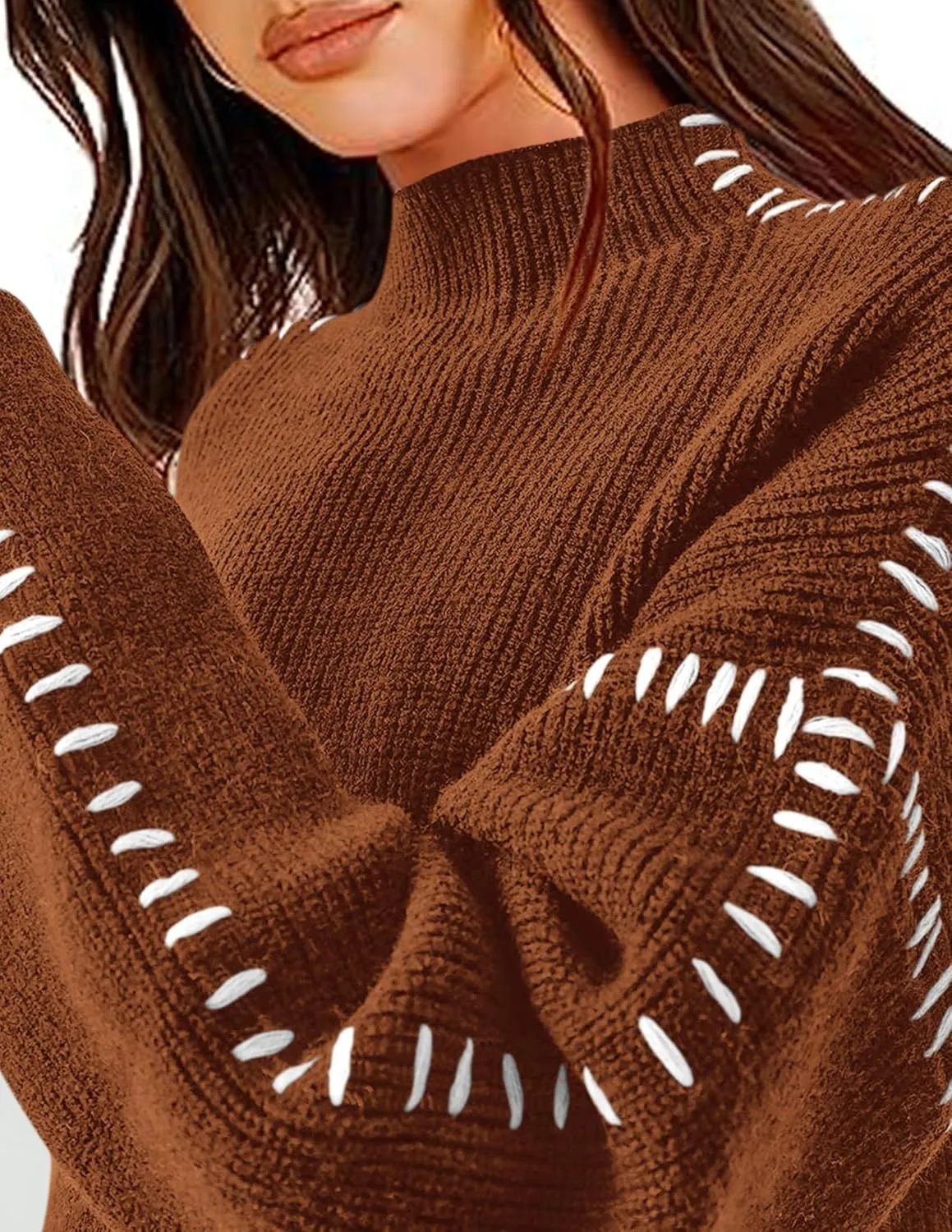 PRETTYGARDEN Women's Chunky Knit Winter Sweaters Casual Long Sleeve Mock Neck Oversized Loose Pullover Sweater Tops