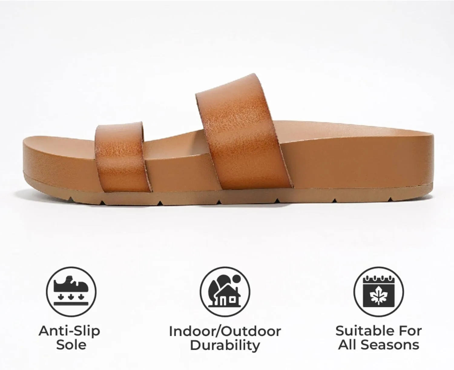 Project Cloud Memory Foam Slide Sandals Women Footwear - Lightweight Two-strap and Non-Slip Vegan Leather Platform Slides - Summer Sandals for Women 2025 (HILLTOP)