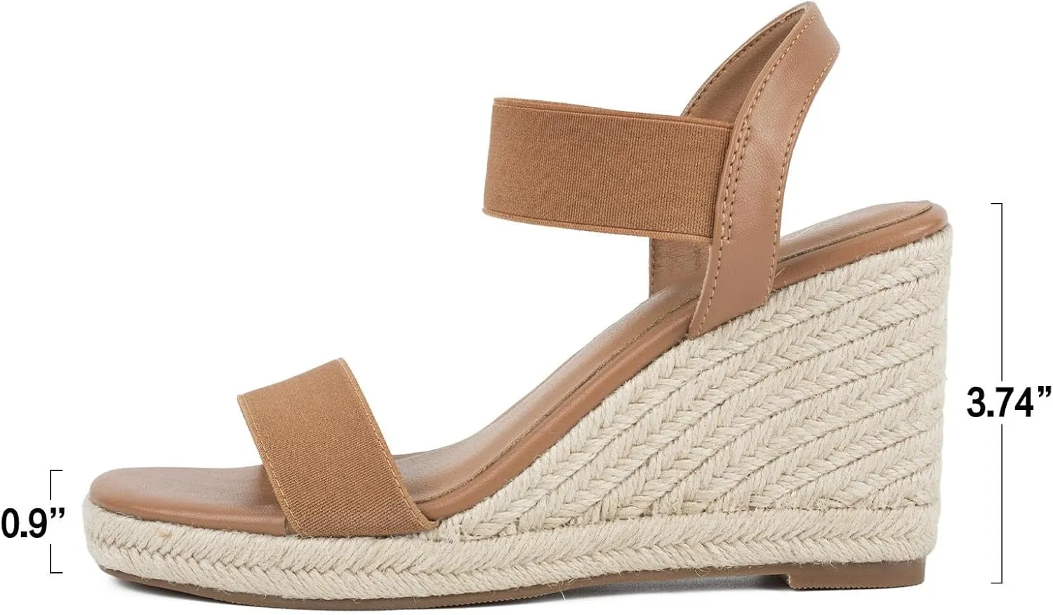 Putu Espadrille Platform Wedge Sandals for Women Square Open Toe Dressy Wedges with Elastic Ankle Strap