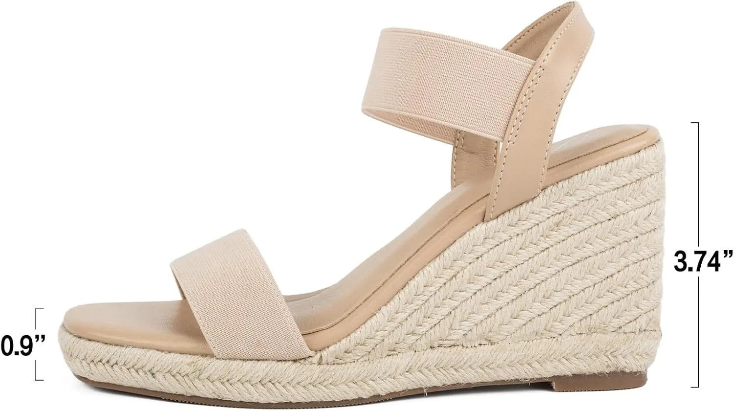 Putu Espadrille Platform Wedge Sandals for Women Square Open Toe Dressy Wedges with Elastic Ankle Strap