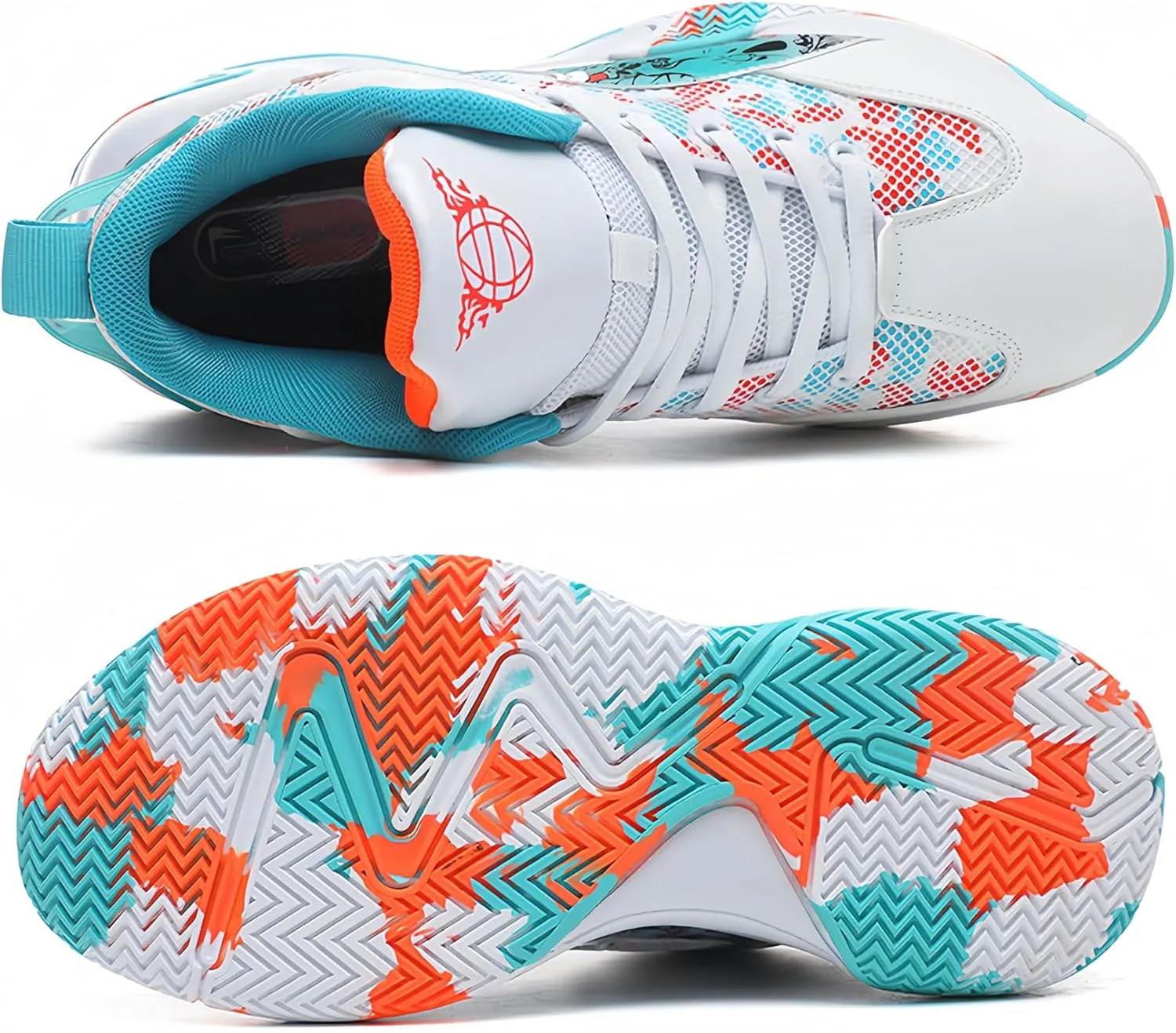 Qiucdzi Mens Basketball Shoes Non-Slip Breathable Outdoor Sneakers Fashion Graffiti Sports Training Shoes for Running Walking