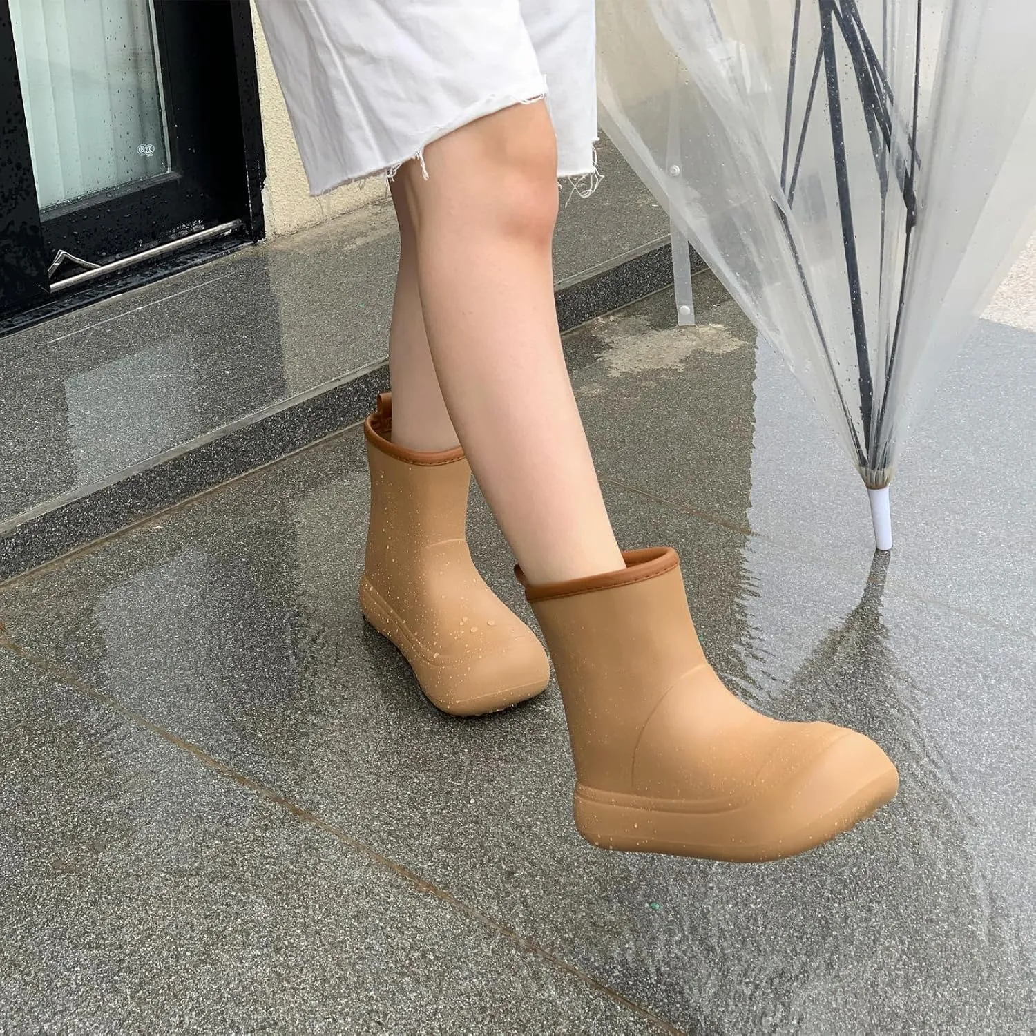 Rain Boots for Women Men Waterproof, Garden Shoes for Women, Lightweight Short Yellow Rain Boots