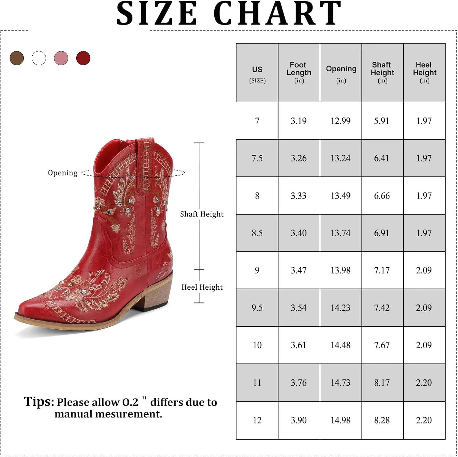 Rhinestone Ankle Cowboy Boots for Women Embroidered Short Cowgirl Boots With Low Heel Side Zipper Comfortable Chunky Heels Western Booties For Prom Party Wedding Pull On Shoes