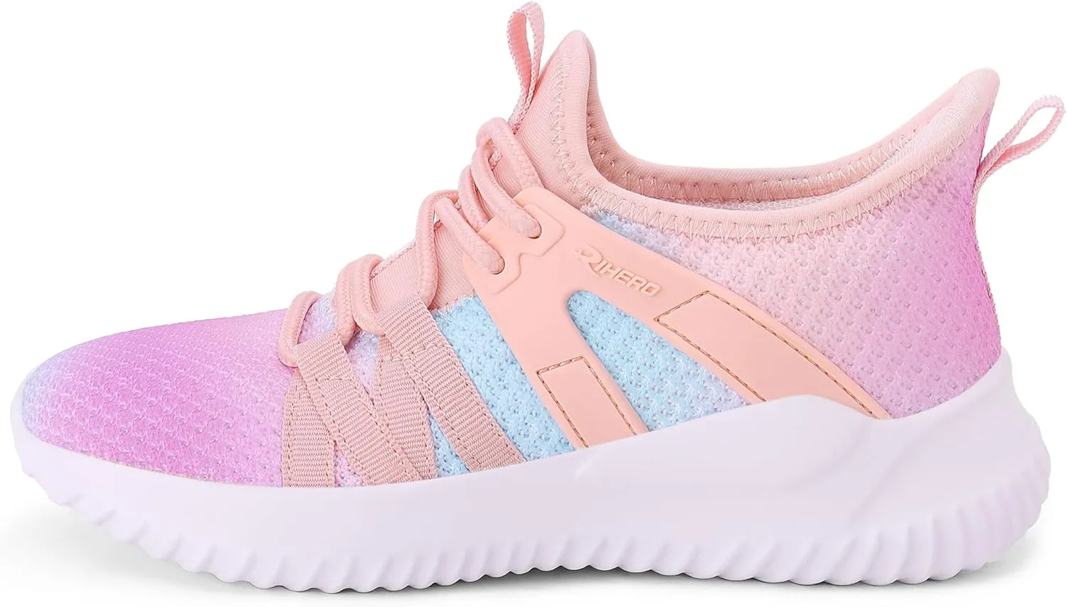Rihero Girls Tennis Shoes Kids Running Shoes Toddler Lace-Up Lightweight Walking Slip On Sneakers