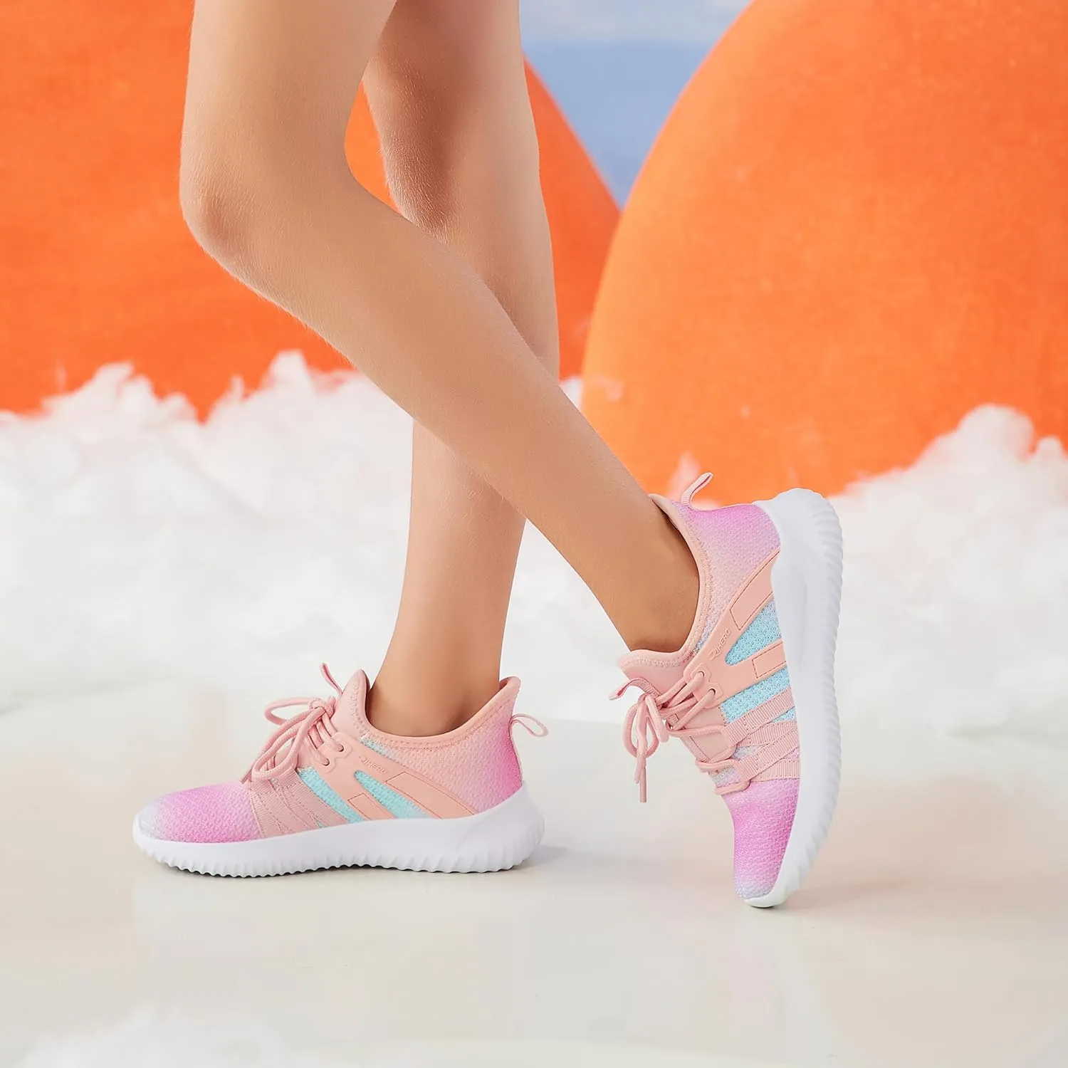 Rihero Girls Tennis Shoes Kids Running Shoes Toddler Lace-Up Lightweight Walking Slip On Sneakers