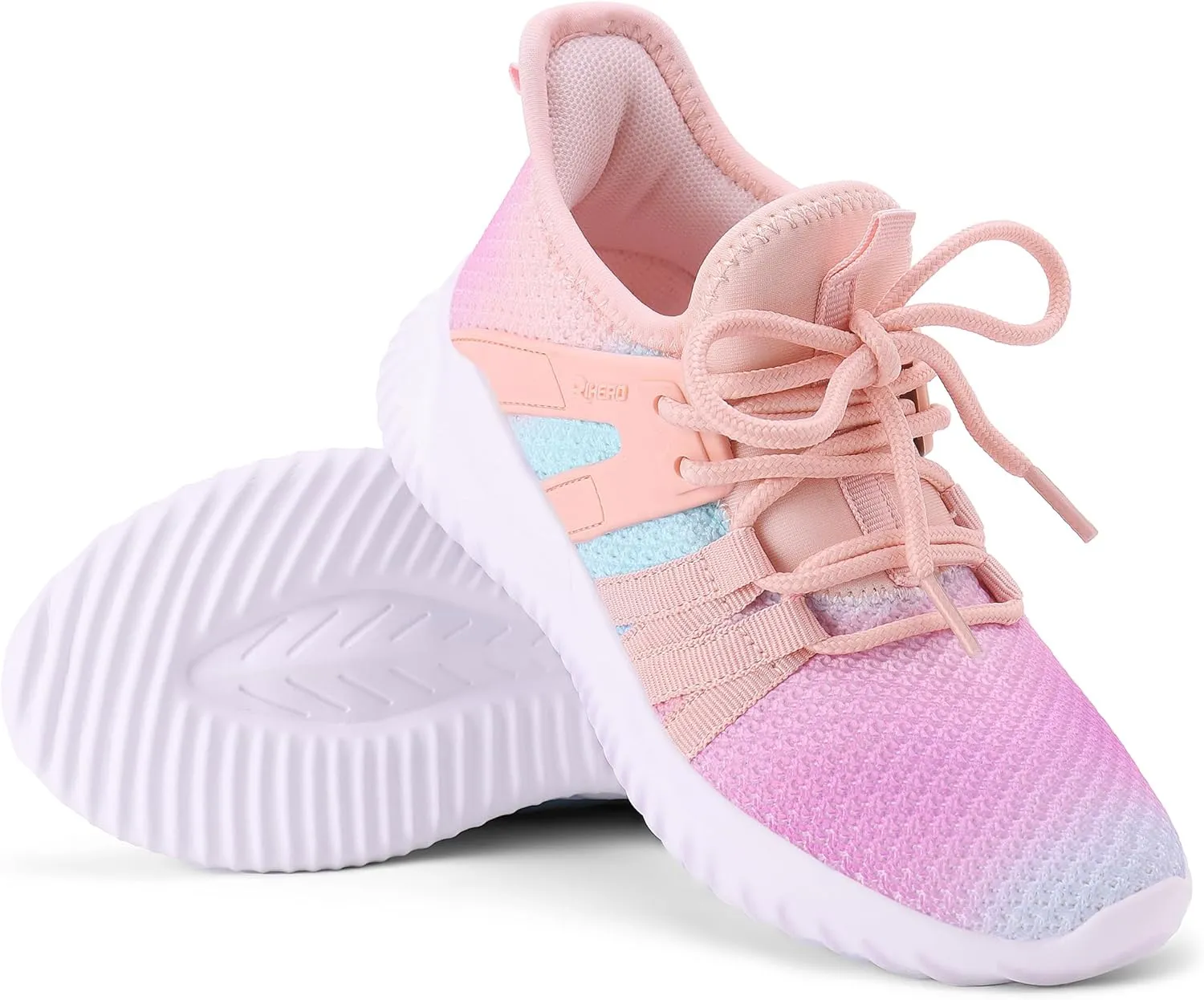 Rihero Girls Tennis Shoes Kids Running Shoes Toddler Lace-Up Lightweight Walking Slip On Sneakers