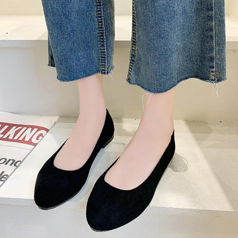 Rojeam Womens Flats Shoes Portable Pumps Ballet Flat Slip-on Ballerina Pumps Shoes Ladies Loafers