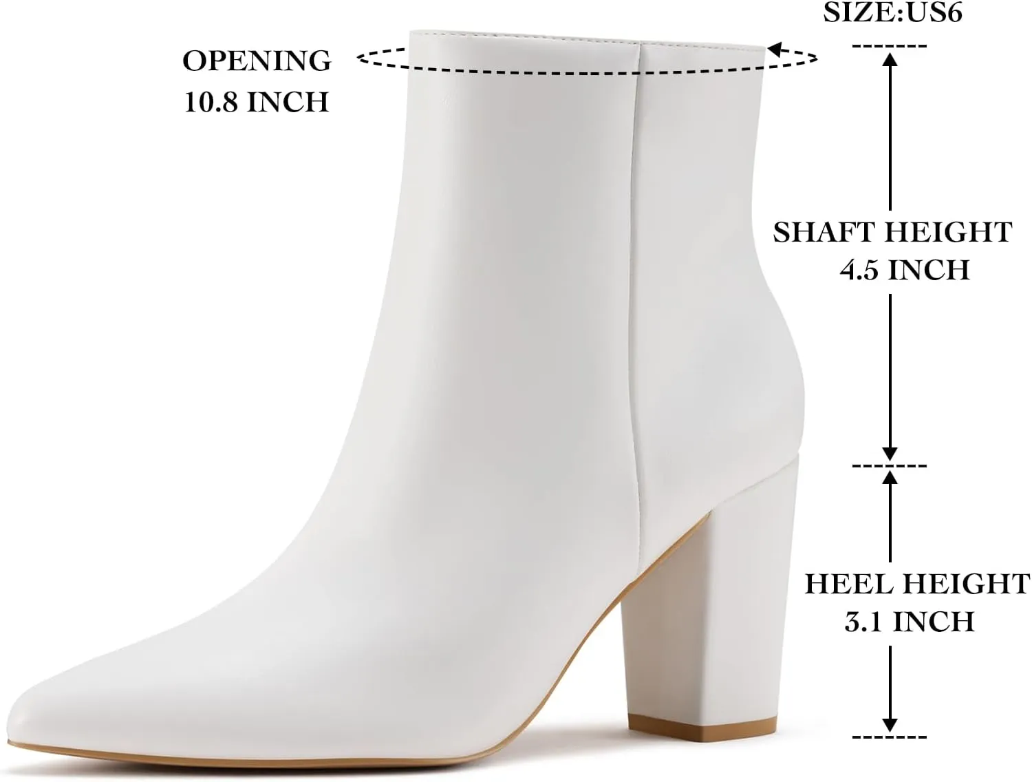 Rollda Women's Pointed Toe Ankle Boots Chunky High Heel Ankle Booties Side Zipper Short Boots