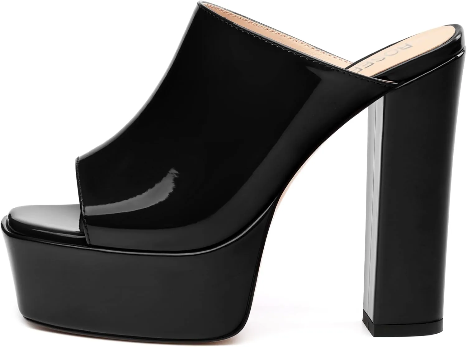 ROSERWISH Women's Platform Heels High Chunky Block Heel Sandals Sexy Open Toe Slip on Heels for Women Slide Mules Dressy Pumps Shoes