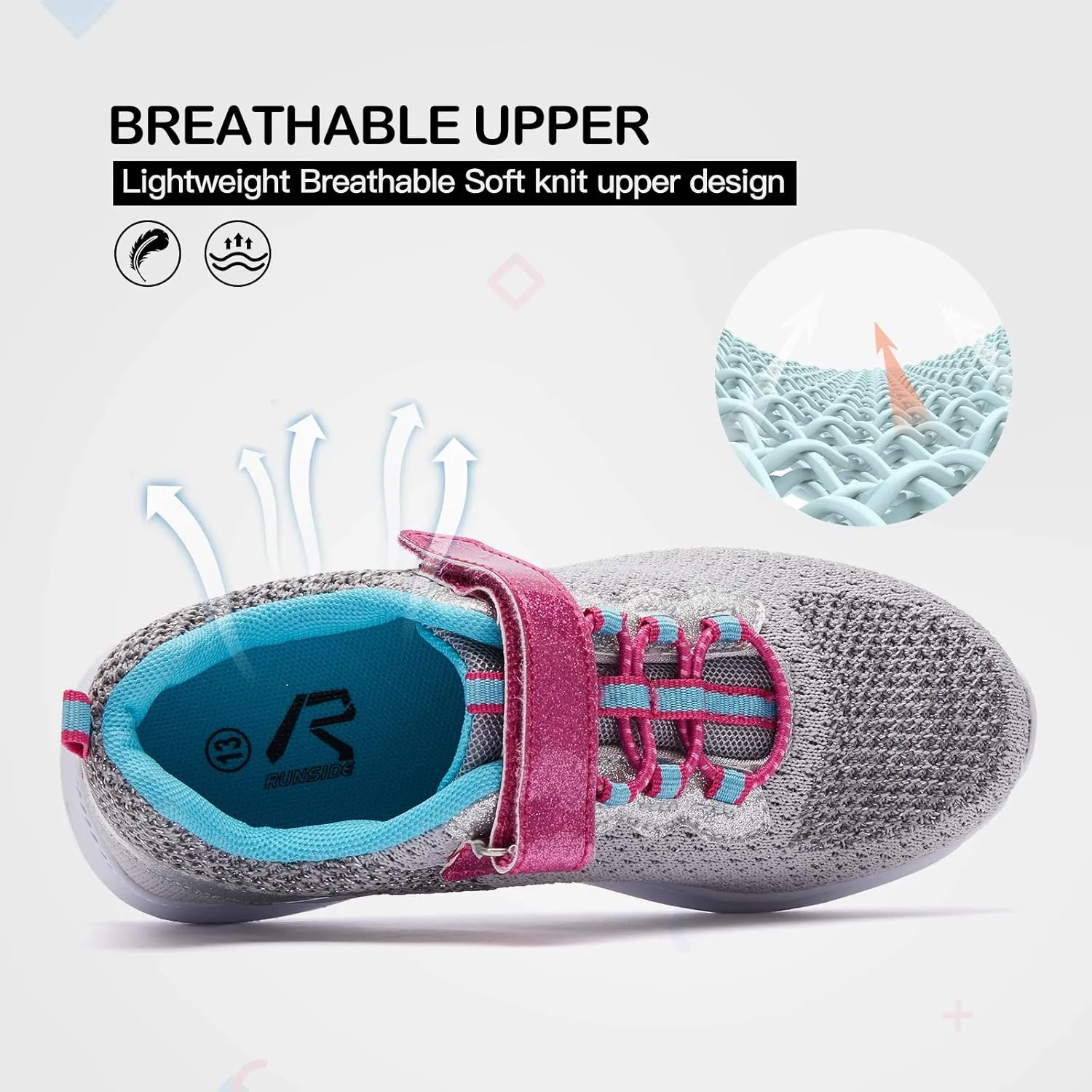 RUNSIDE Kids Shoes, Boys Girls Sneakers Lightweight Athletic Walking/Running Tennis Shoes(Toddler/Little Kid/Big Kid)