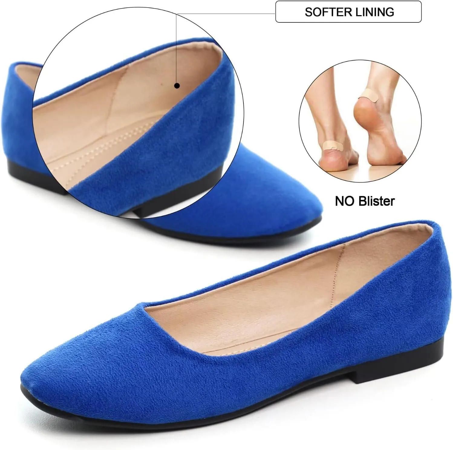 SAILING LU Flats for Women Comfortable Solid Color Soft Flats Square Toe Ballet Casual Work Shoes Dressy Slip-ons Loafers
