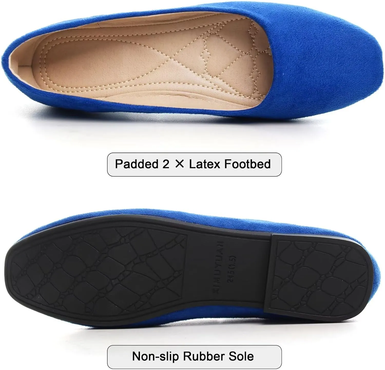 SAILING LU Flats for Women Comfortable Solid Color Soft Flats Square Toe Ballet Casual Work Shoes Dressy Slip-ons Loafers