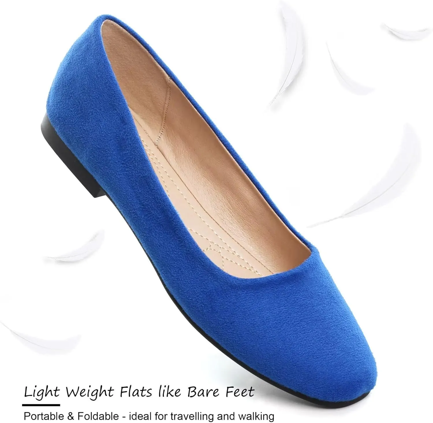 SAILING LU Flats for Women Comfortable Solid Color Soft Flats Square Toe Ballet Casual Work Shoes Dressy Slip-ons Loafers