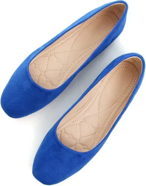 SAILING LU Flats for Women Comfortable Solid Color Soft Flats Square Toe Ballet Casual Work Shoes Dressy Slip-ons Loafers