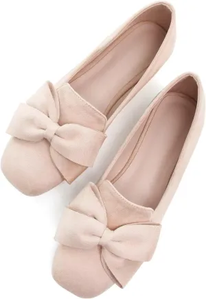 SAILING LU Womens Bowknot Pointed Toe Shoes Comfortable Ballet Flats Slip on Loafers Dressy Flats for Party