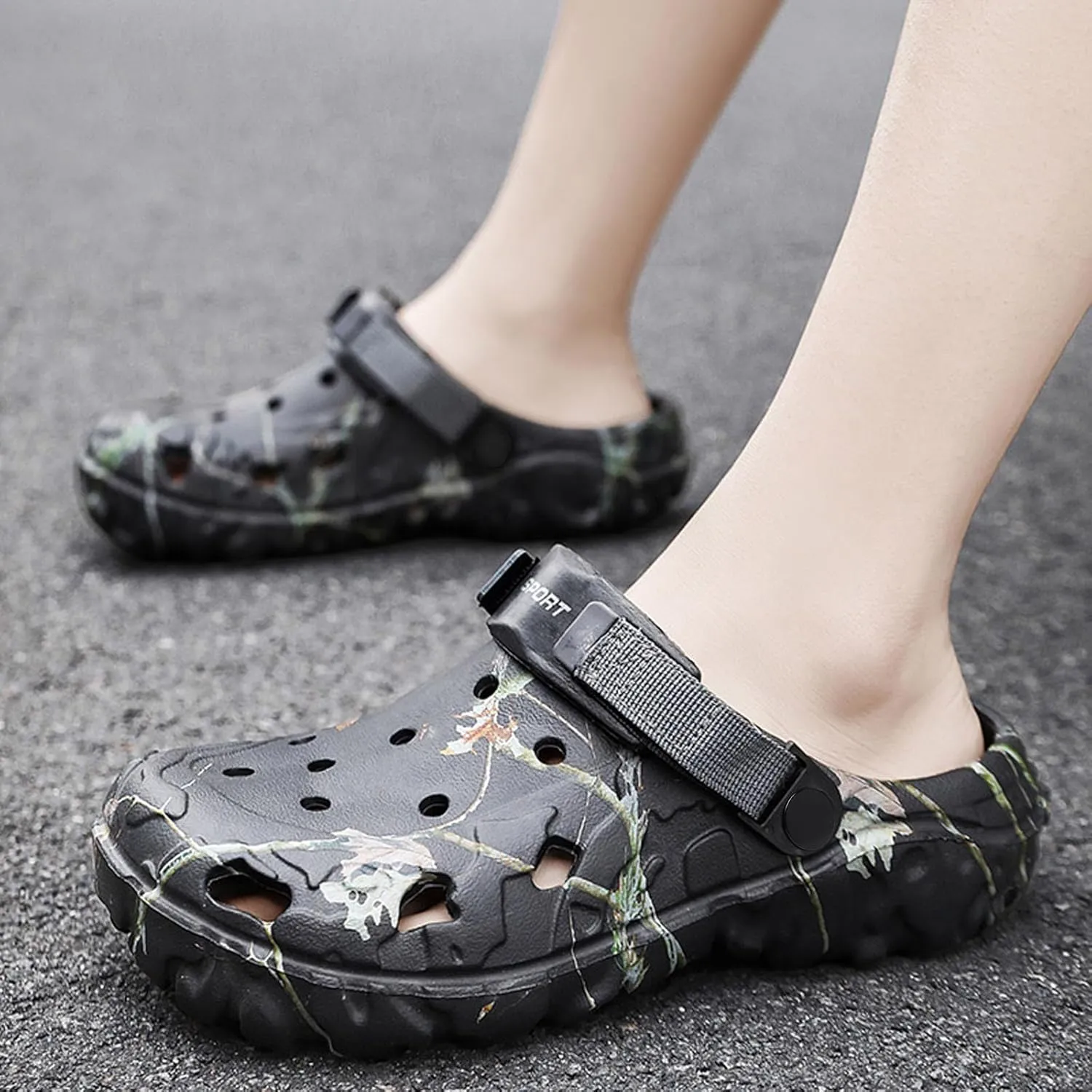 SECHRITE Men's Clogs Athletic Sports Outdoor Sandals Water Beach Shoes Slippers Sandals Lightweight Comfortable Breathable with Adjustable Back Strap - River Edge