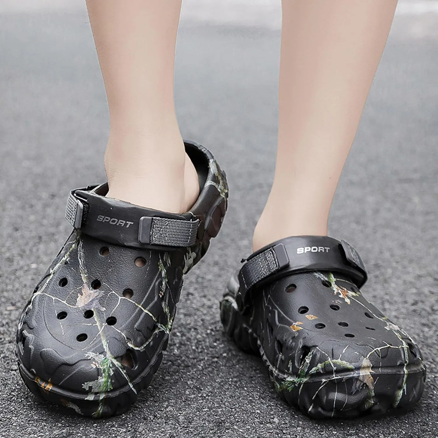 SECHRITE Men's Clogs Athletic Sports Outdoor Sandals Water Beach Shoes Slippers Sandals Lightweight Comfortable Breathable with Adjustable Back Strap - River Edge