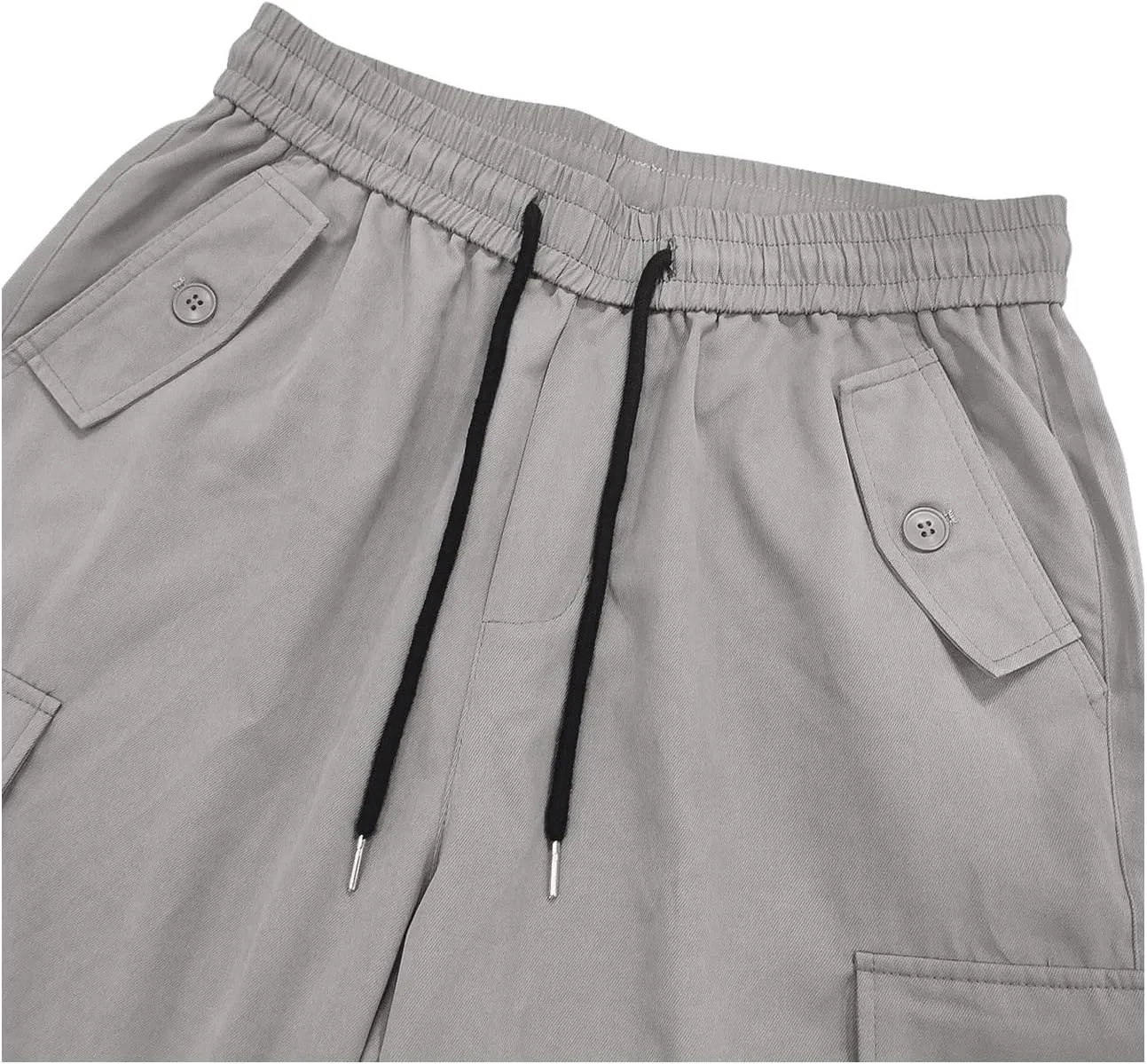 SHENHE Men's Elastic Waist Drawstring Loose Outdoor Hiking Streetwear Cargo Pants