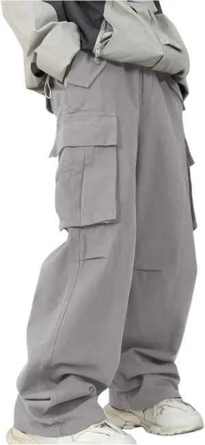 SHENHE Men's Elastic Waist Drawstring Loose Outdoor Hiking Streetwear Cargo Pants