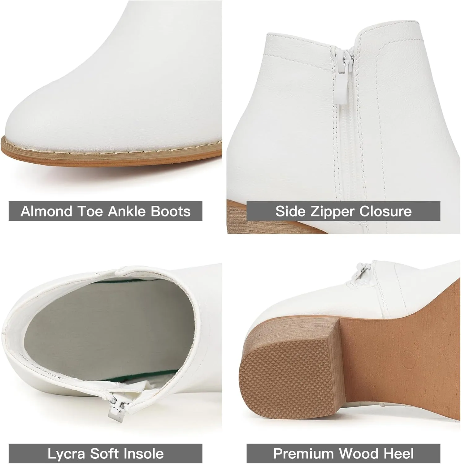 SHIBEVER Women's Ankle Boots Heel: Chunky Low Heeled Almond Toe Short Booties with Zipper Faux Suede Dress Western Fall 2025 Shoes