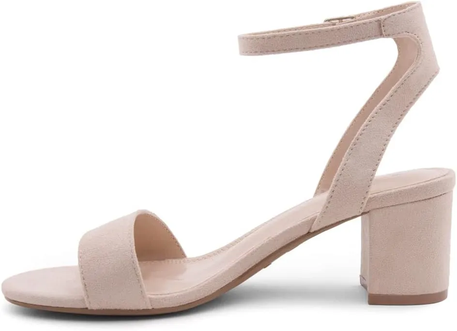 Shoe Land Women's Low Heels – 2.75 Inch Chunky Block Heeled Sandals | Clear Sandals, Open Toe Dressy Short Heels with Ankle Strap for Wedding, Prom & Party