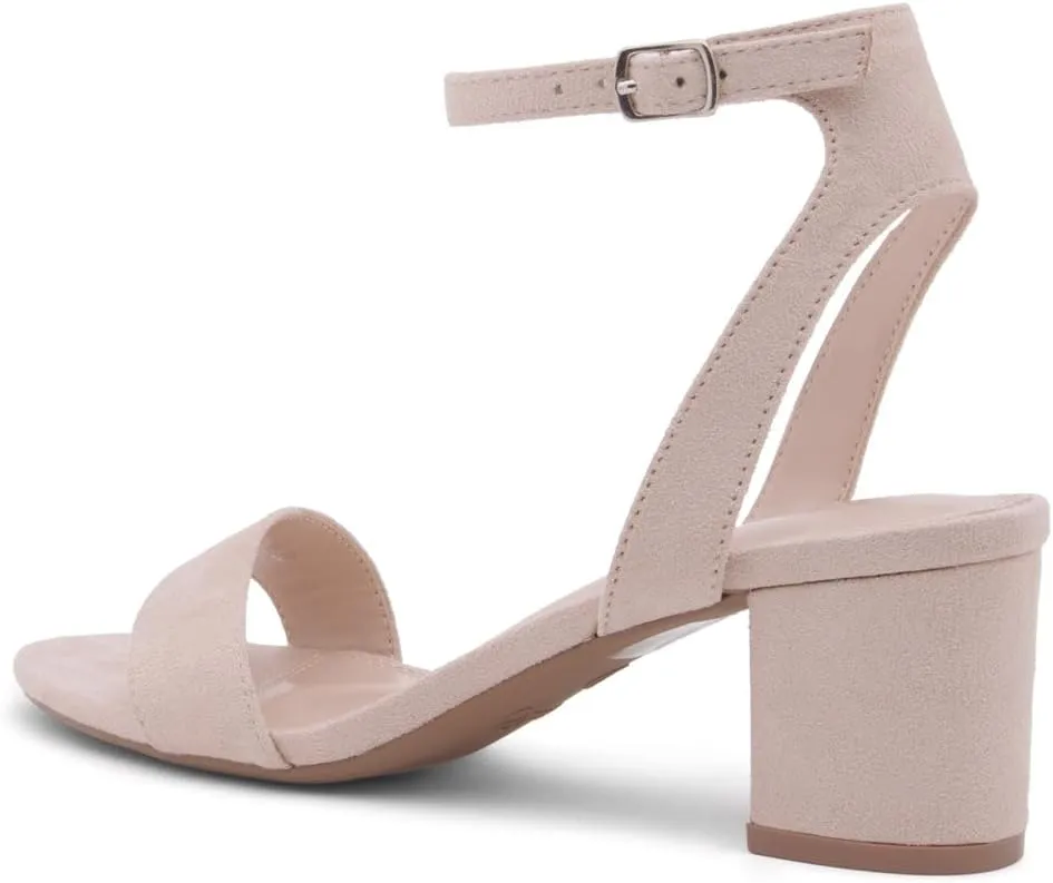 Shoe Land Women's Low Heels – 2.75 Inch Chunky Block Heeled Sandals | Clear Sandals, Open Toe Dressy Short Heels with Ankle Strap for Wedding, Prom & Party