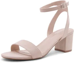 Shoe Land Women's Low Heels – 2.75 Inch Chunky Block Heeled Sandals | Clear Sandals, Open Toe Dressy Short Heels with Ankle Strap for Wedding, Prom & Party