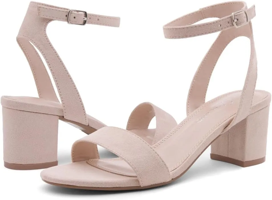 Shoe Land Women's Low Heels – 2.75 Inch Chunky Block Heeled Sandals | Clear Sandals, Open Toe Dressy Short Heels with Ankle Strap for Wedding, Prom & Party