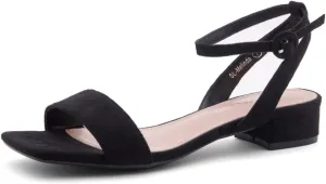Shoe Land Women's Low Heels Dressy Sandals for 2025-1 Inch Chunky Block Short Heels | Square Open Toe with Adjustable Ankle Strap | Wedding & Party Heeled Sandals