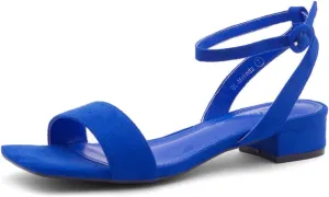 Shoe Land Women's Low Heels Dressy Sandals for 2025-1 Inch Chunky Block Short Heels | Square Open Toe with Adjustable Ankle Strap | Wedding & Party Heeled Sandals