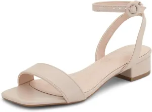 Shoe Land Women's Low Heels Dressy Sandals for 2025-1 Inch Chunky Block Short Heels | Square Open Toe with Adjustable Ankle Strap | Wedding & Party Heeled Sandals