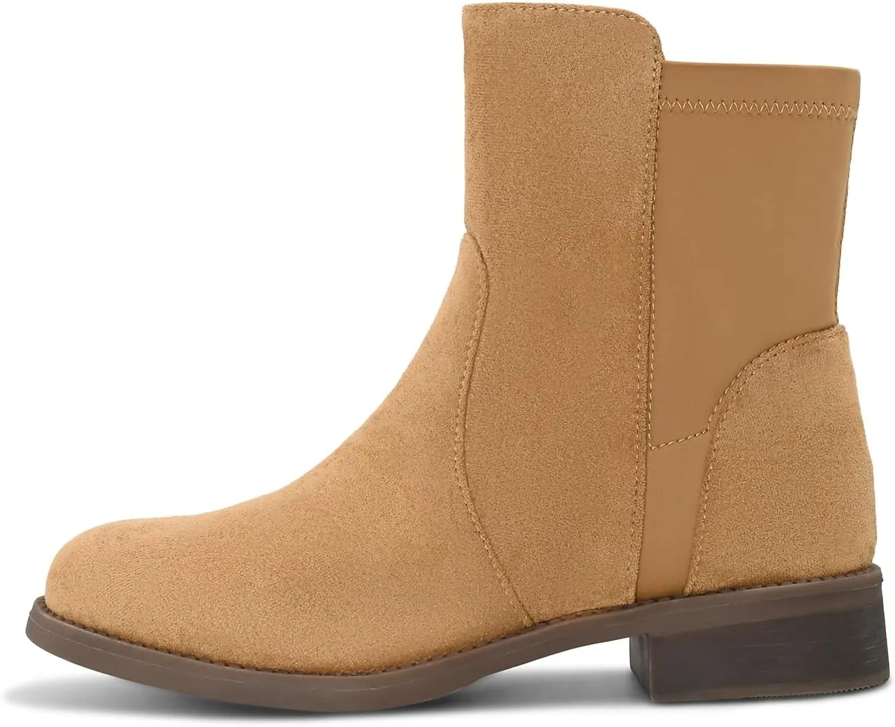 Shoe'N Tale Ankle Boots for Women Low Chunky Round Toe Short Boots Block Heel Booties Side Zipper