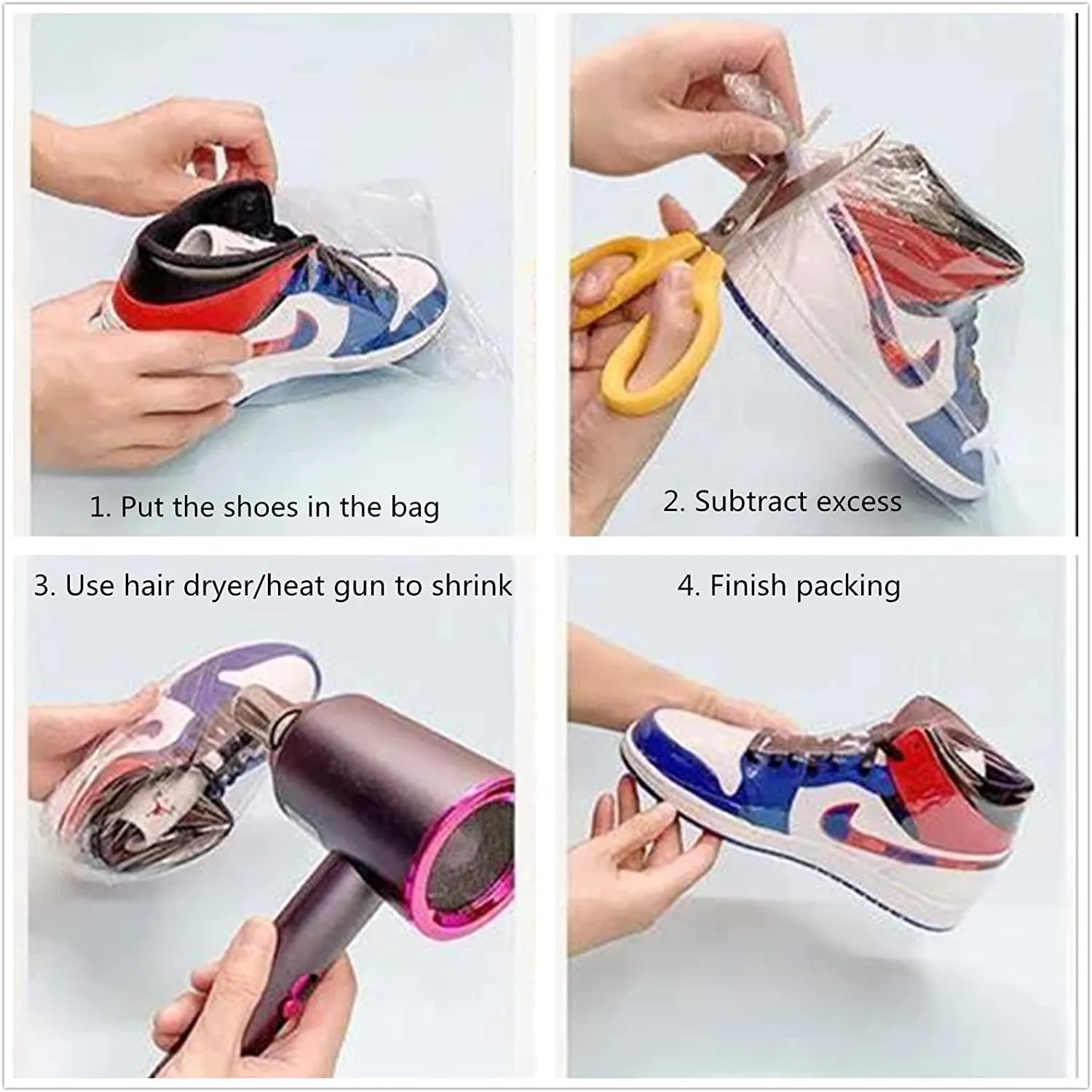 Shoes Shrink Wrap Bags, 150pcs Sneakers PVC Heat Shrinkable Plastic Wrap Large Shoe Covers Men Women Effectively Avoid Yellowing Soles And Keep Dust Out 10x17 Inches (150PCS)