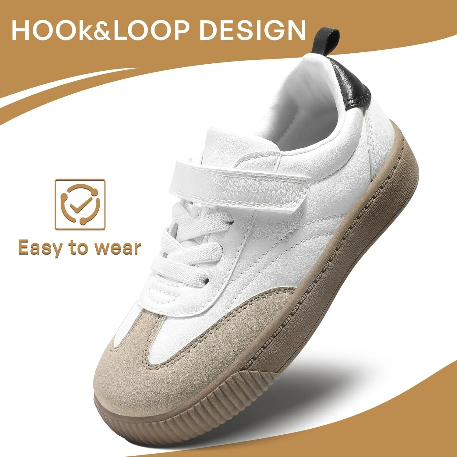shoeslocker Toddlers Casual Sneakers Boys & Girls Loafer Shoes Comfortable Slip-On Lightweight Kids Sneakers Hook and Loops Toddler/Little Kids