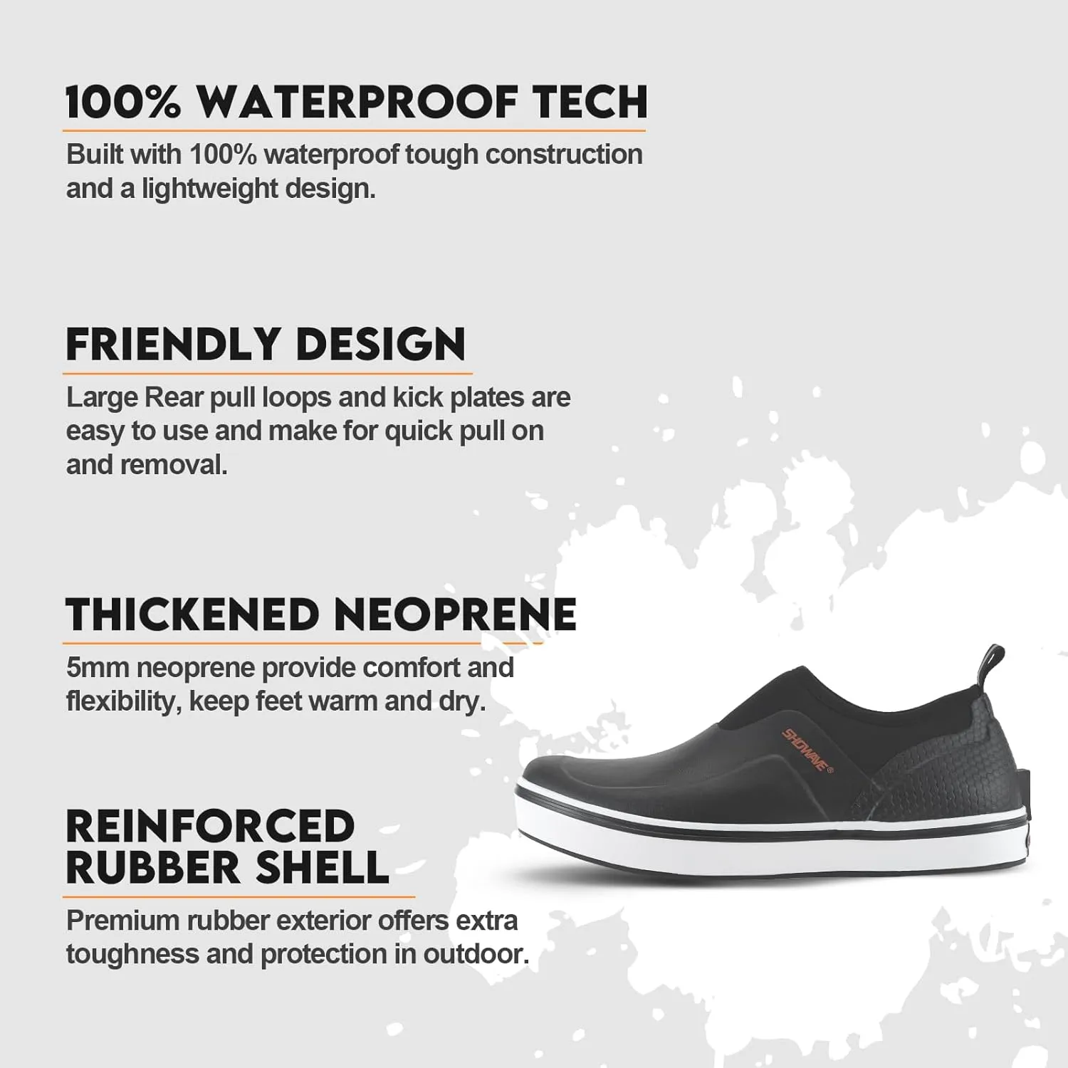 Showave Men's Deck Shoes Waterproof Short Rain Boots Breathable Sports Sailing Booties Non-Slip Rubber Boots Low Cut Design for Outdoor Fishing Gardening Walking