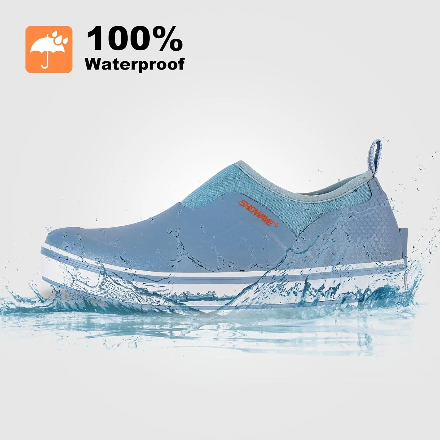 Showave Men's Deck Shoes Waterproof Short Rain Boots Breathable Sports Sailing Booties Non-Slip Rubber Boots Low Cut Design for Outdoor Fishing Gardening Walking